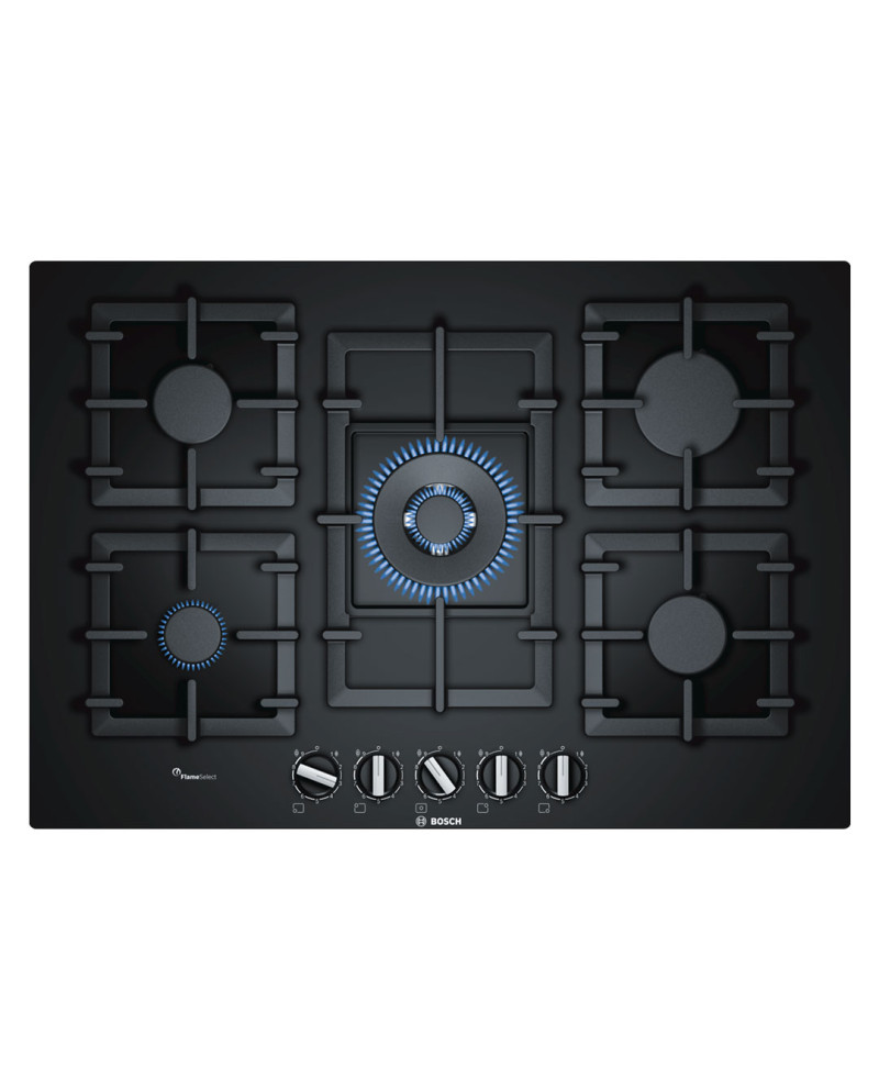 BOSCH PLACA 75CMS 5GAS VIDRO PRETO COMANDOS FRONTAIS