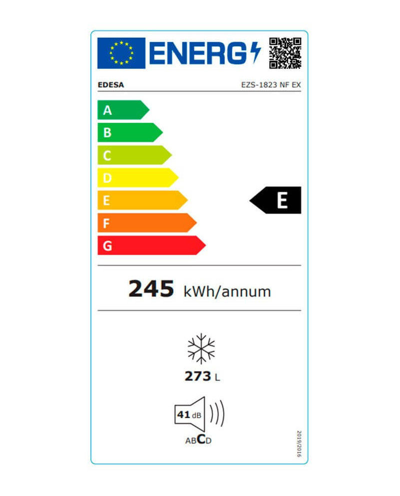 EDESA FRIGORIFICO 1PT 1850x595x618MT NF INOX (E)