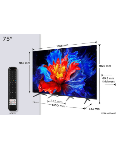 TCL QLED 75" 4K UHD GOOGLE TV 4HDMI 1USB (F) TCL QLED 75" 4K UHD GOOGLE TV 4HDMI 1USB (F)