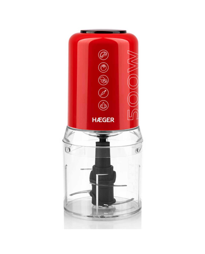 HAEGER PICADORA 500W CAPACIDADE 200GR LAMINA AÇO INOX VERMEL