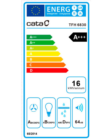 CATA EXAUSTOR  60CM 5+1TURBO 600M3/H PRETO A+++ CATA EXAUSTOR  60CM 5+1TURBO 600M3/H PRETO A+++