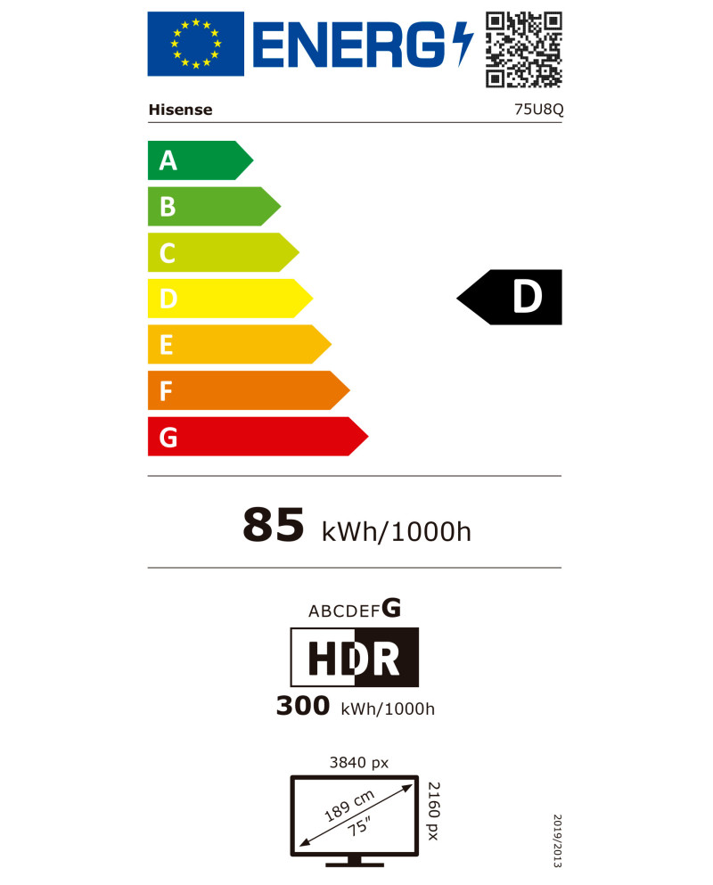 HISENSE ULED MINI LED 75" 4K UHD SMART TV 3HDMI 2USB (D)