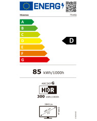 HISENSE ULED MINI LED 75" 4K UHD SMART TV 3HDMI 2USB (D)