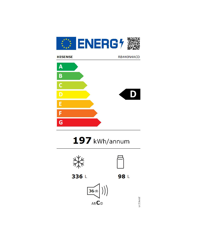 HISENSE COMBINADO 2,00X0,595X0,59MT 336LT NF LINOX (D)