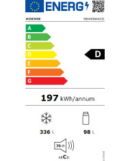 HISENSE COMBINADO 2,00X0,595X0,59MT 336LT NF LINOX (D)