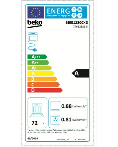 BEKO FORNO MULTIF 6PROG 72LT INOX A BEKO FORNO MULTIF 6PROG 72LT INOX A