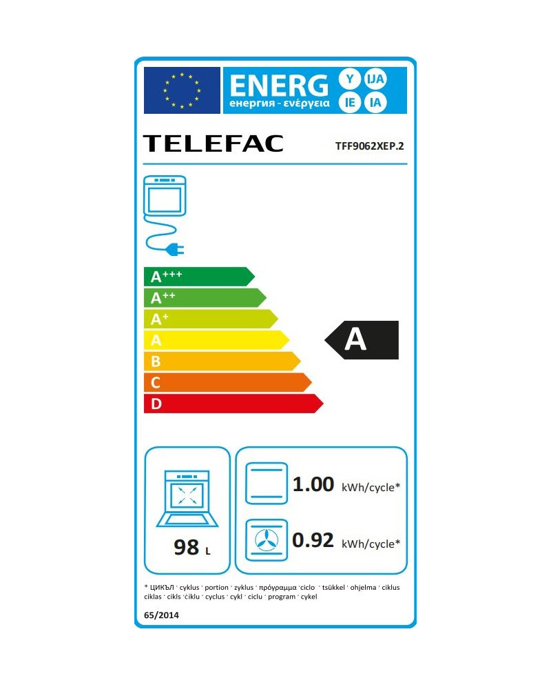 TELEFAC FOGAO 5G 1WOK  925X900X610 FORNO 98LT ELET. INOX (A)