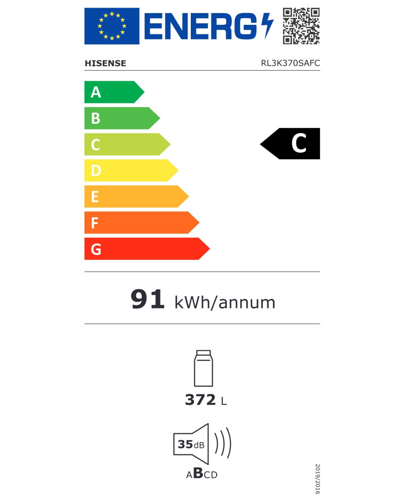 HISENSE FRIGORIFICO 1 PORTA 1856X595X600MT NF 372LT PRETO (C