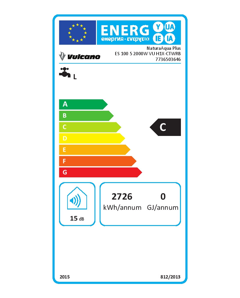 VULCANO TERMOACUMULADOR 100LT 2KW NATURAAQUA PLUS REV. C