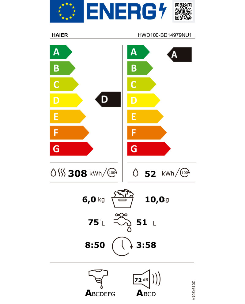 HAIER MAQUINA LAVAR 10KG 1400RT E SECAR 6KG (DA)