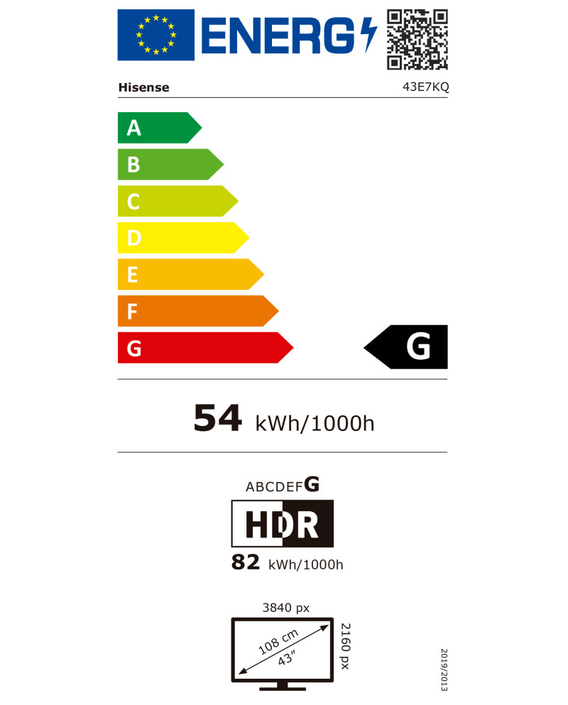 HISENSE QLED 43"4K UHD SMART TV 3HDMI 2USB (E)