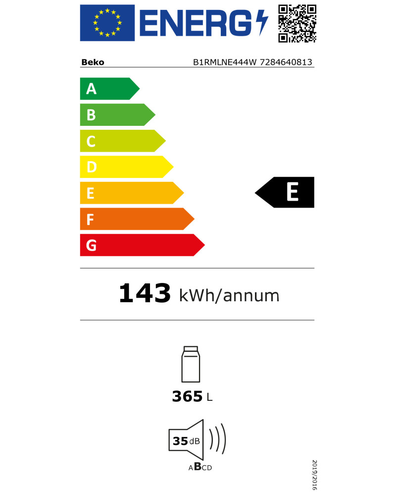 BEKO FRIGORIFICO 1 PORTA 1865X597X709 444LT BRANCO (E)