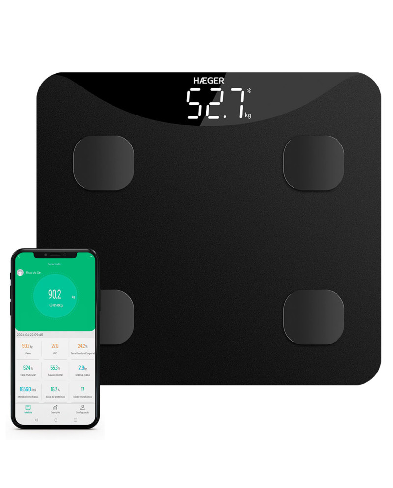 HAEGER BALANÇA WC ELETRONICA CORPORAL INTELISCALE BLUETOOTH