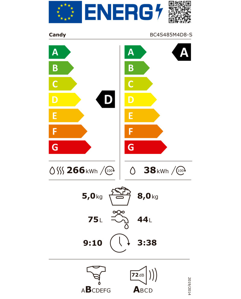 CANDY MAQUINA LAVAR 8KG 1400RT E SECAR 5KG INTEG (AD)