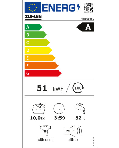 ZUMAN MAQUINA ROUPA 10KG 1400RT (A)