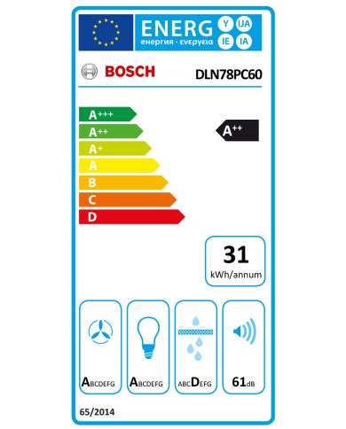 BOSCH EXAUSTOR 70CM 3VEL+1INT 800M3/H PRETO (A++)