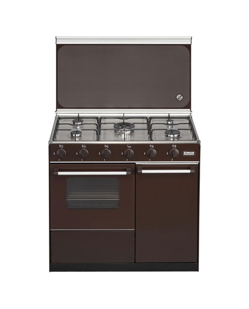 ZUMAN FOGAO 86X90X55CM 5GAS BUT PORTA BOTIJA CASTANHO