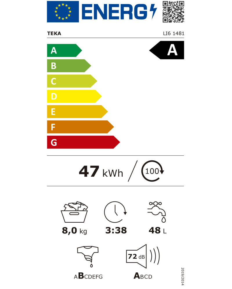 TEKA MAQUINA ROUPA INTEG 8KG 1400RT