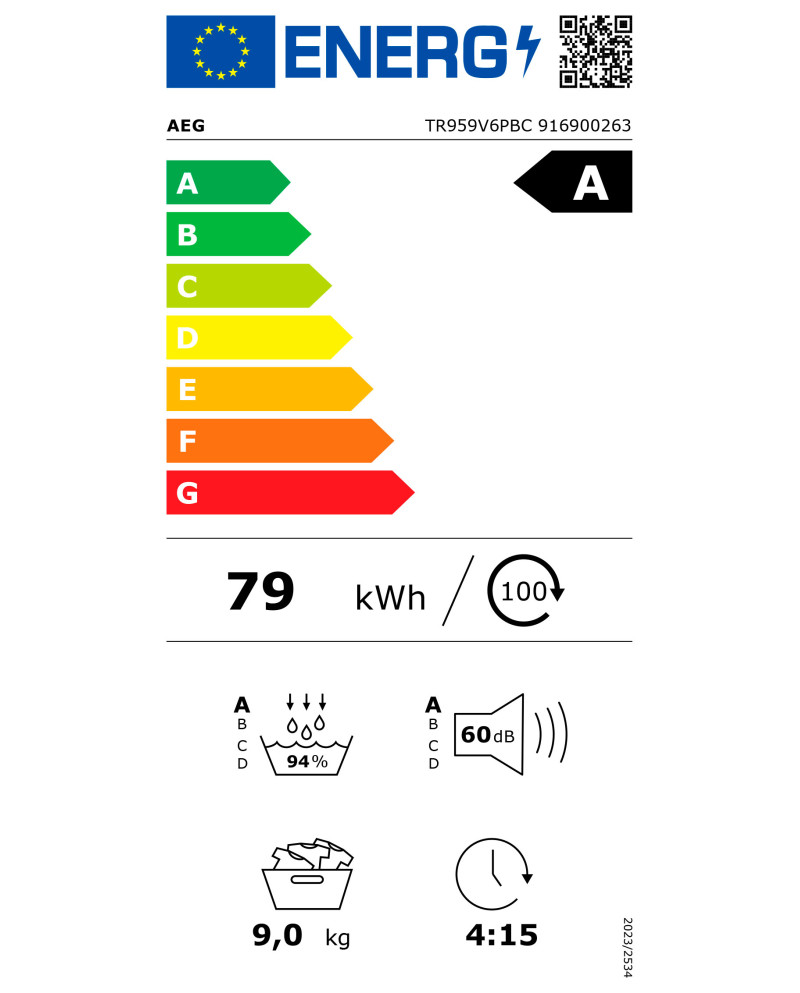 AEG SECADOR ROUPA 9KG BOMBA DE CALOR (A)