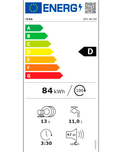 TEKA MAQUINA LOUÇA INTEG 6PROG 13 TALHERES (D)