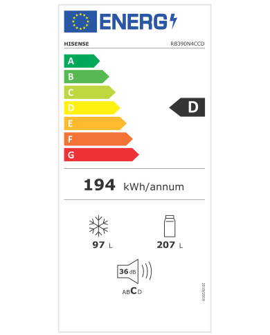 HISENSE COMBINADO 1860X595X590MT 304LT NF LOOK INOX (D)