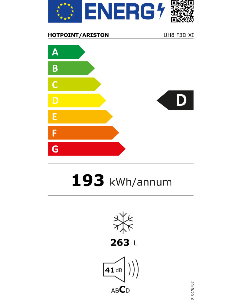 HOTPOINT ARCA VERTICAL 1875X595X630 263LT NF INOX (D)