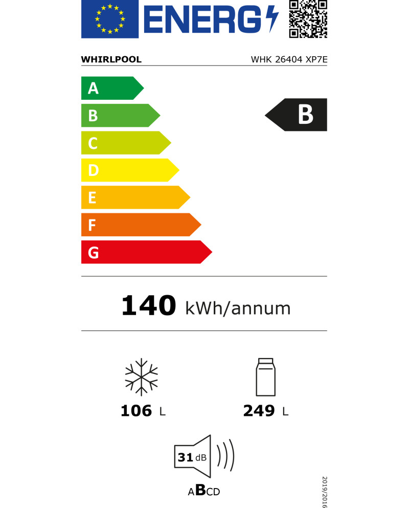 WHIRLPOOL COMBINADO 2035X597X707MT 355LT NF INOX (B)