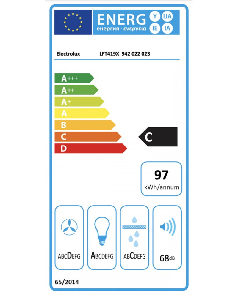 ELECTROLUX CHAMINE 90CM MAX 600M3/H C