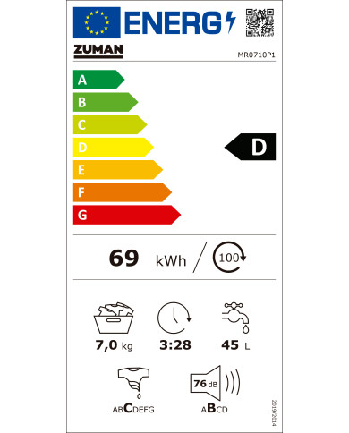 ZUMAN MAQUINA ROUPA 7KG 1000RT BRANCA (D)