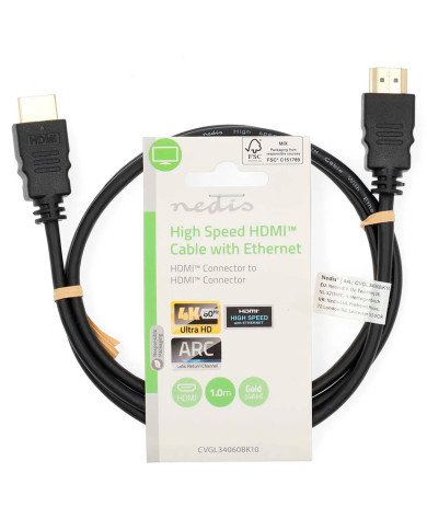 NEDIS CABO HDMI 1MT ALTA VELOCIDADE PRETO