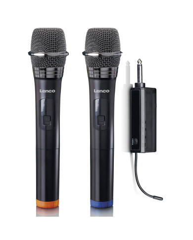 LENCO MICROFONE CONJUNTO DE 2 S/FIO C/RECETOR PORTATIL PRETO