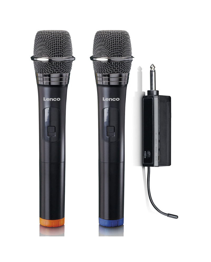 LENCO MICROFONE CONJUNTO DE 2 S/FIO C/RECETOR PORTATIL PRETO