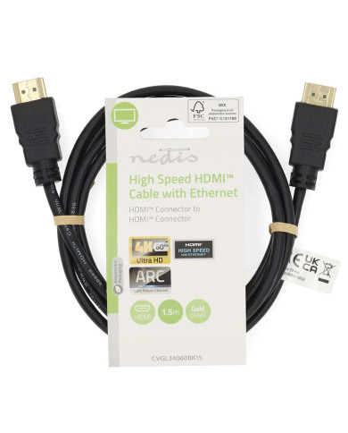 NEDIS CABO HDMI 1.5MT ALTA VELOCIDADE PRETO