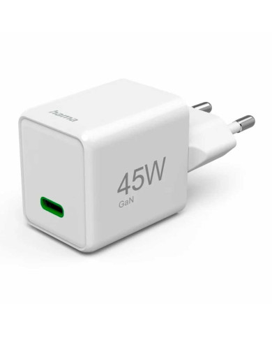 HAMA CARREGADOR RAPIDO GaN USBC SUPER MINI PD 45W BRANCO
