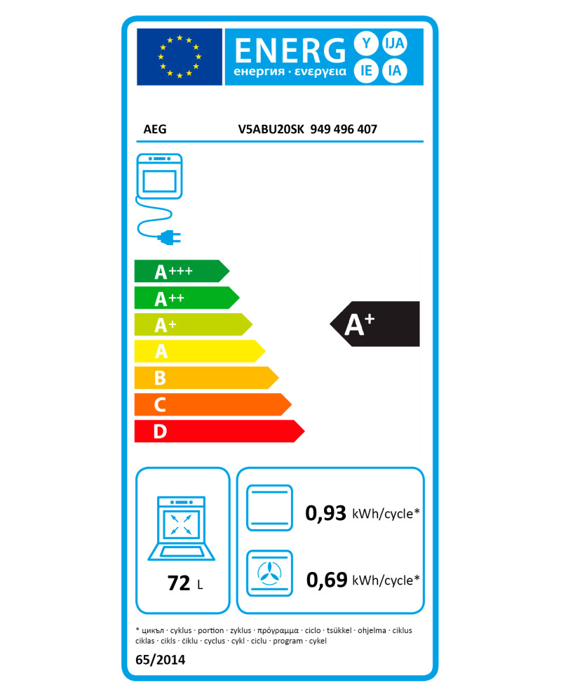 AEG FORNO MULTIF 72LT PRETO (A+)