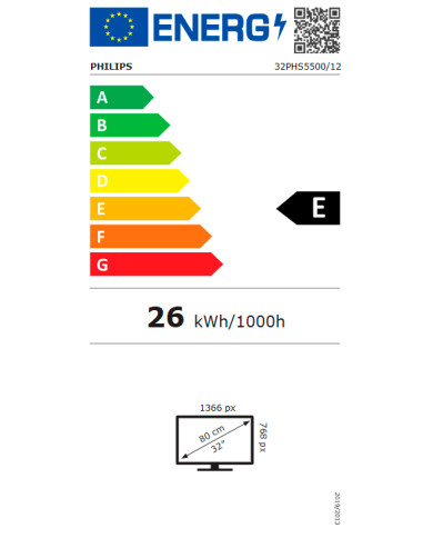 PHILIPS LED 32" HD 2HDMI 1USB (E)