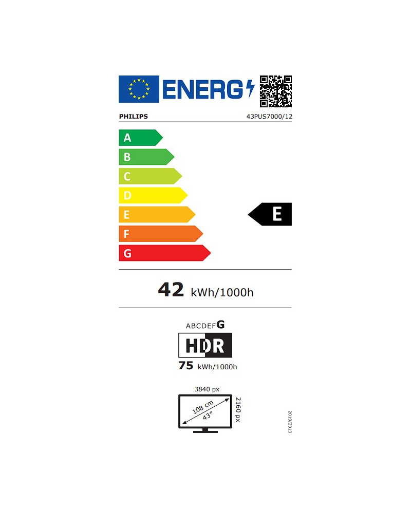 PHILIPS LED 43" 4K UHD SMARTTV 3HDMI 2USB (E)