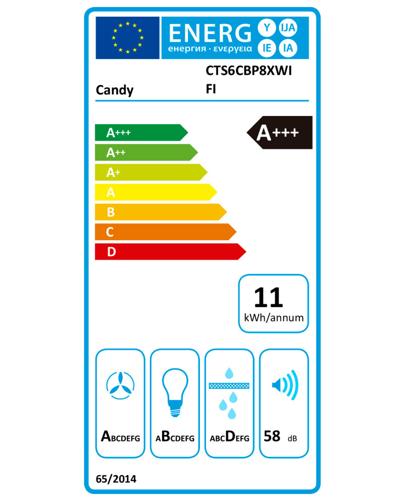 CANDY CHAMINE 60CM 4VELOC MAX 648M3/H INOX A+++