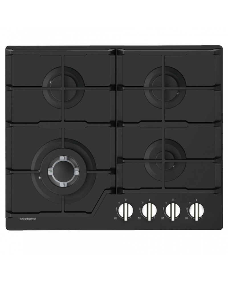 CONFORTEC PLACA 4GAS VIDRO PRETO