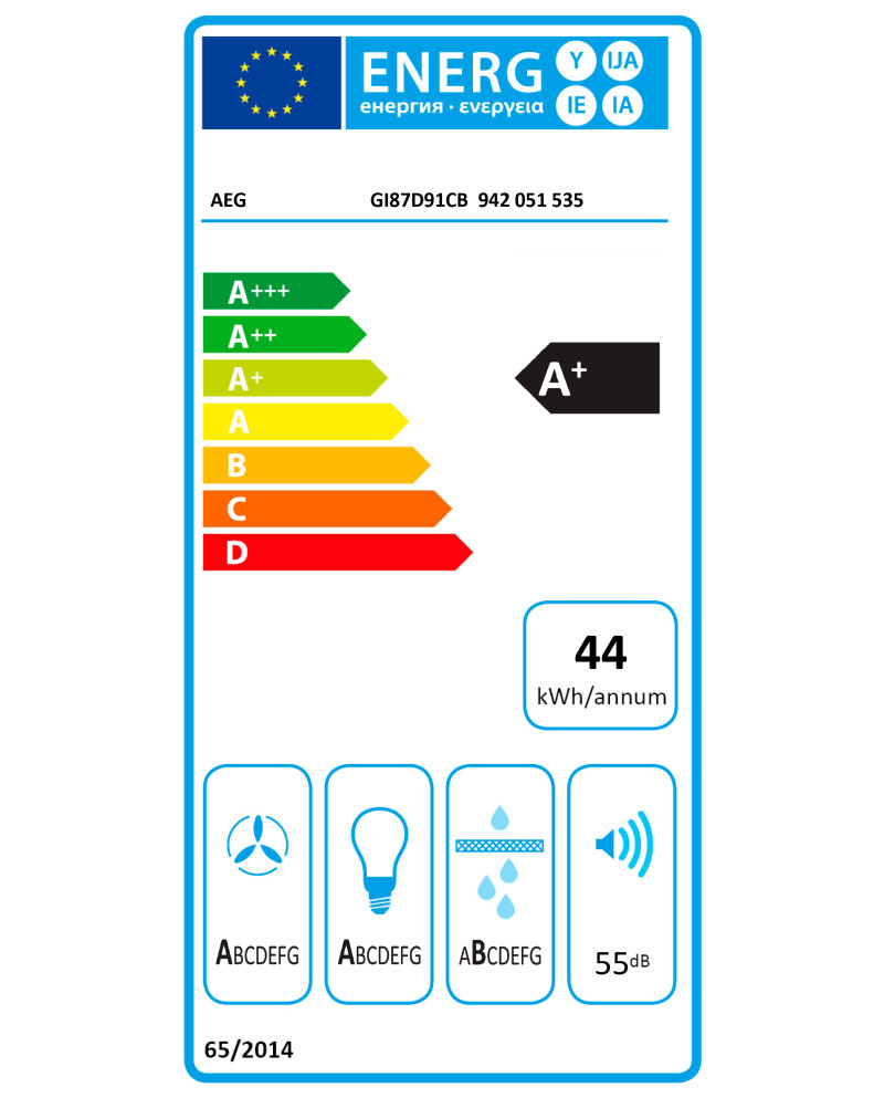 AEG CHAMINE ILHA 90CM 760M3/H PRETO