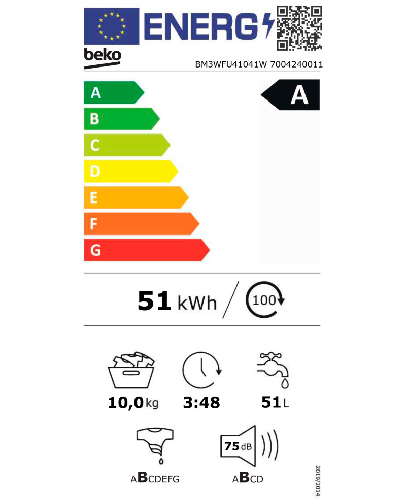 BEKO MAQUINA ROUPA 10KG 1400RT (A)