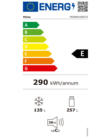 MIDEA COMBINADO 1910X643X600MT NF 393LT VIDRO CINZENTO(E)
