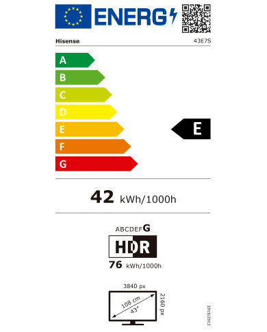 HISENSE QLED 43" 4K UHD SMARTTV 3HDMI 2USB (E)