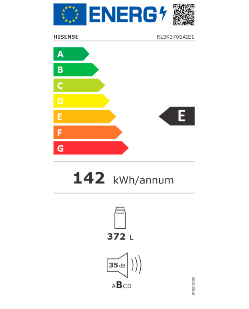 HISENSE FRIGORIFICO 1PT 1856X595X600 NF 372LT LOOK INOX (E)