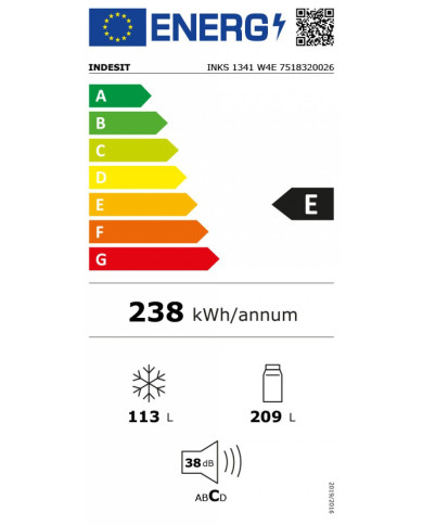 INDESIT COMBINADO 1736X595X652MT 322LT BRANCO (E)