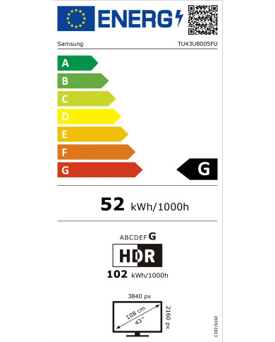 SAMSUNG LED 43" CRYSTAL UHD 4K SMARTTV 3HDMI 1USB (G)