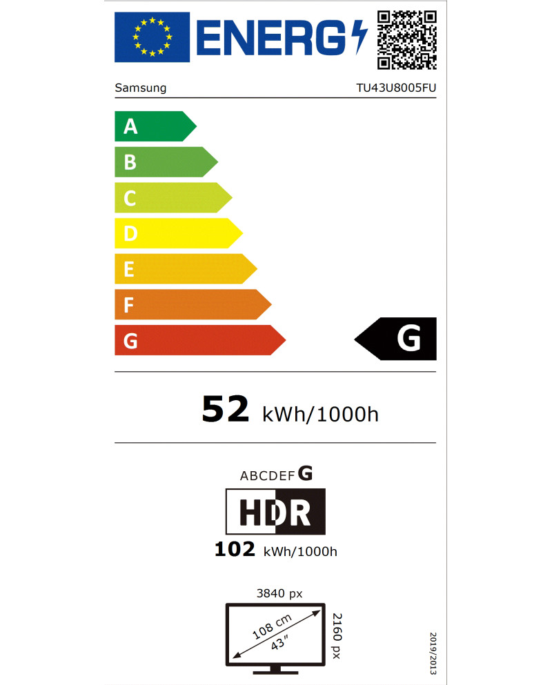 SAMSUNG LED 43" CRYSTAL UHD 4K SMARTTV 3HDMI 1USB (G)
