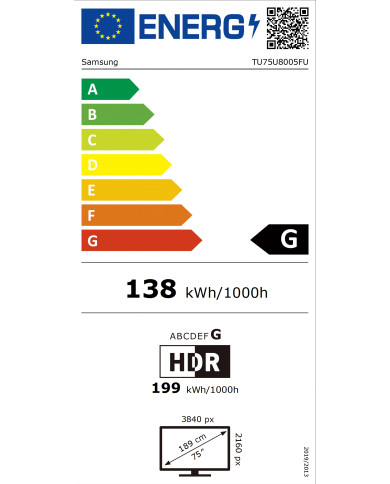 SAMSUNG LED 75" CRYSTAL 4K UHD SMART TV 3HDMI 1USB (F)