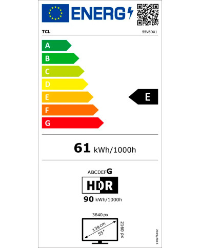TCL LED 55" 4K UHD GOOGLE TV 3HDMI 1USB (E)