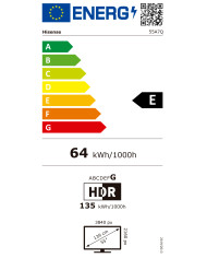 HISENSE QLED 55" 4K UHD SMARTTV 3HDMI 2USB (E)